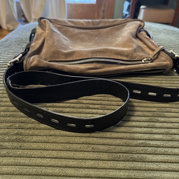 Rag & Bone Small Field Messenger Bag Purse Grey  Brown Leather Grunge Y2K